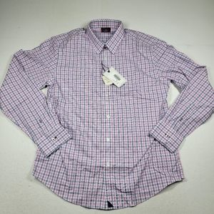 UNTUCKit Large Slim Fit Men's Long Sleeve Button Up Shirt Pink Blue Checks New